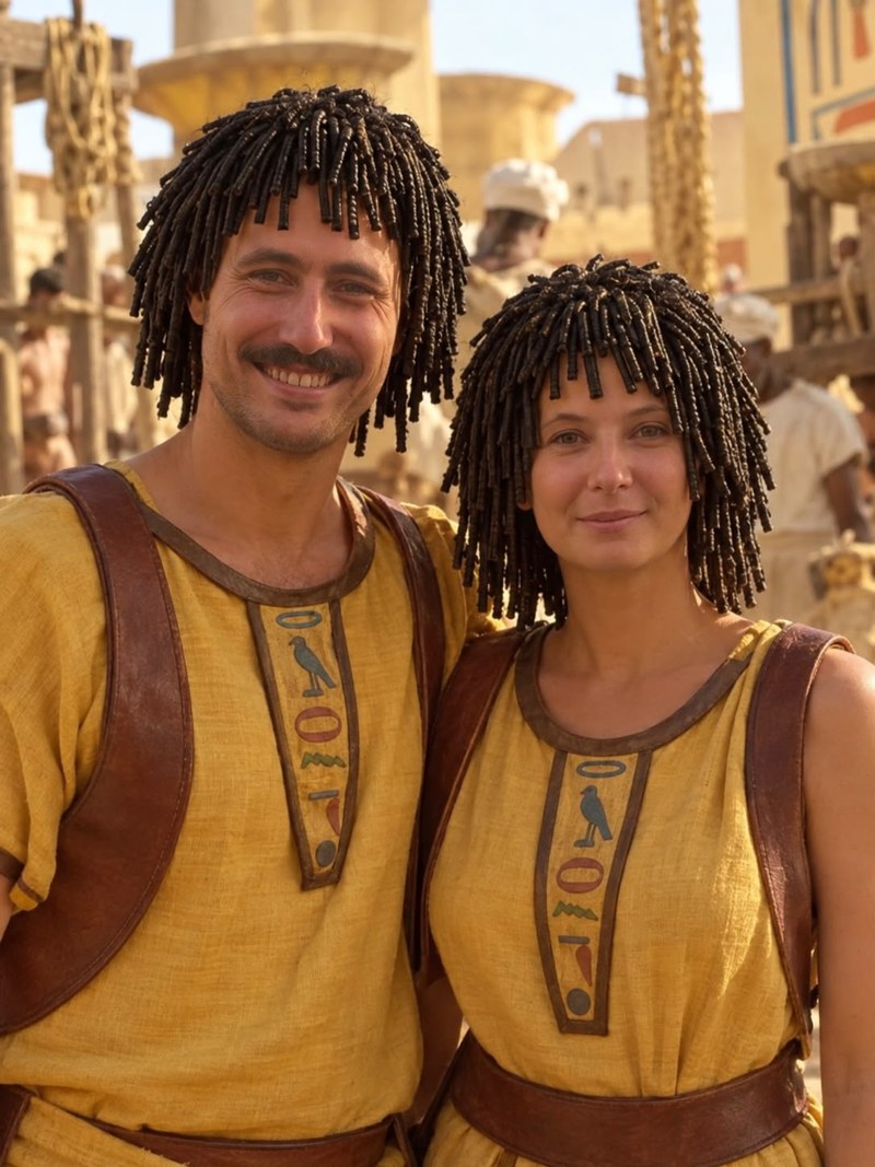 En costume, évidemment.